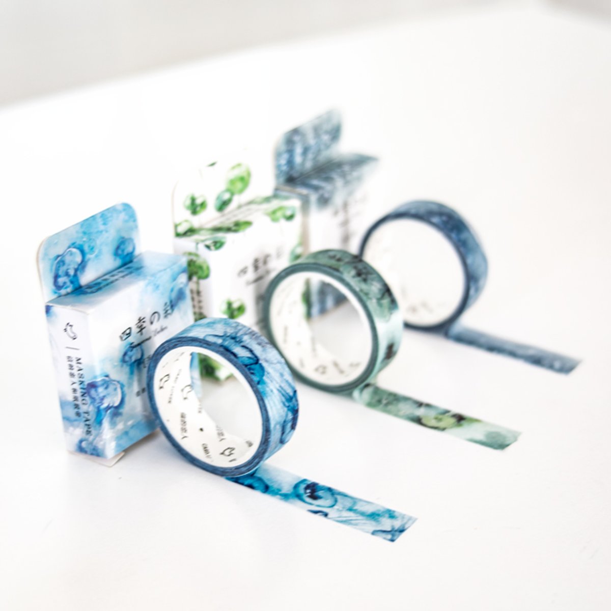 Set van 3 verschillende Rolletjes Japanse Washi tape Seasons Cool Colors | Beschrijfbaar Masking tape | tape voor inpakken, bullet journals en nog veel meer!